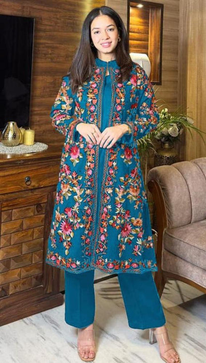 2pcs smooz silk embroidered gawon set