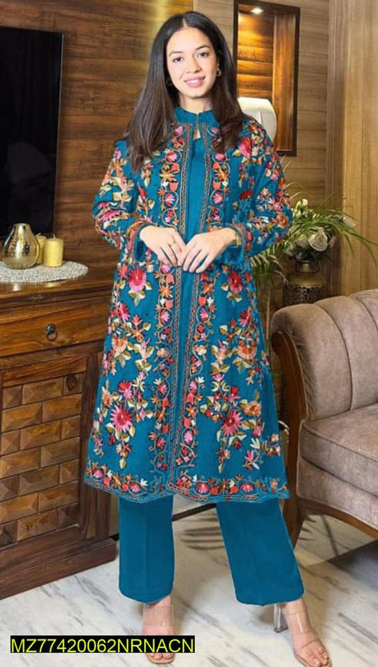 2pcs smooz silk embroidered gawon set