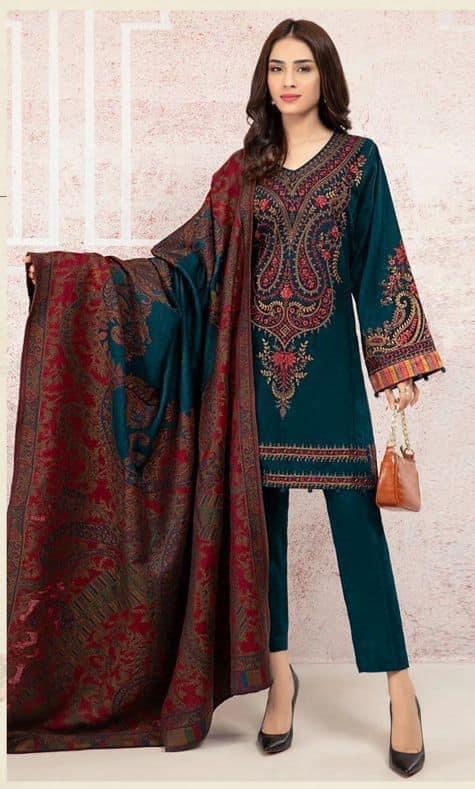 Elegant Embroidered suitset 3pcs Maroon with Printed dupta