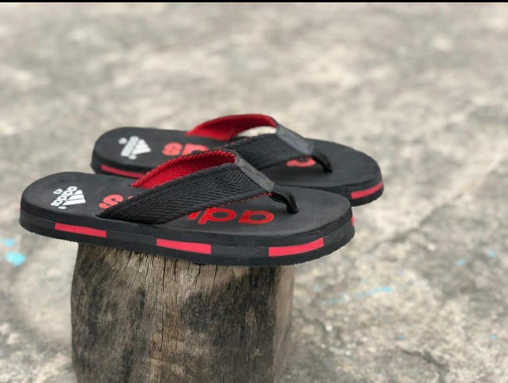 Men's Stylish Adidas Flips Flops - Red & Black Slippers