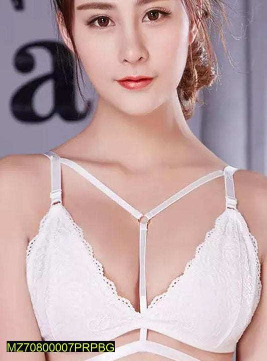 Fancy Light Padded Bra, PBR/F/W White Color