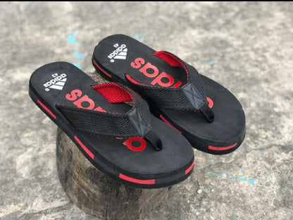 Men's Stylish Adidas Flips Flops - Red & Black Slippers