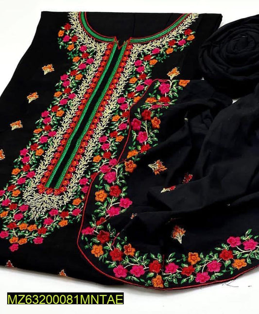 2 Pcs Women Unstitched Cotton Embroidered Suit