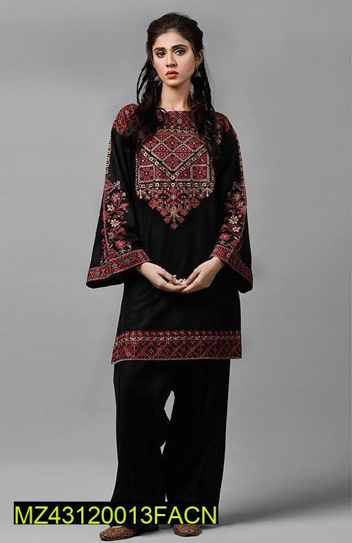 3 Pcs Women's Unstitched linen Sequins Embroidered Suit