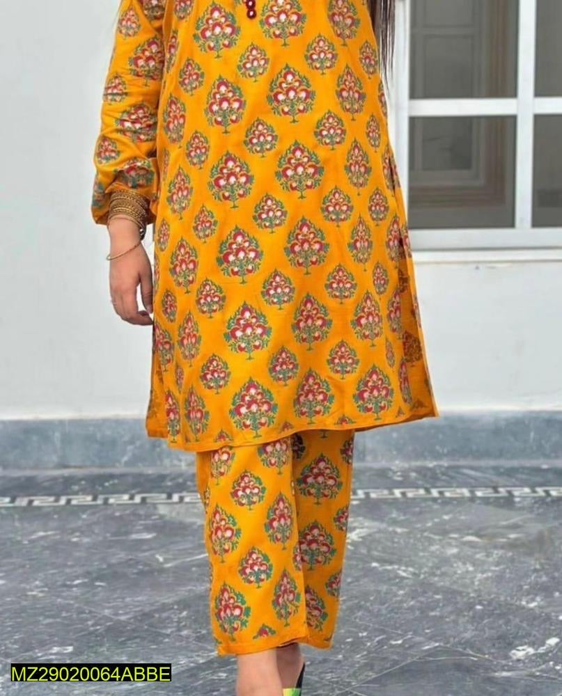 2 Pcs Women's Stitched Arabic Lawn Summer Collections Printed Shirt And Trouser on Pak Store online