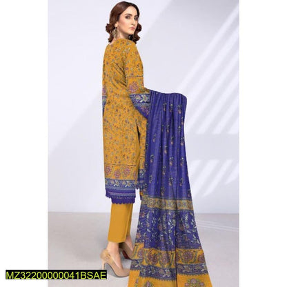 3 Pcs Women's Unstitched Lawn Printed Suit