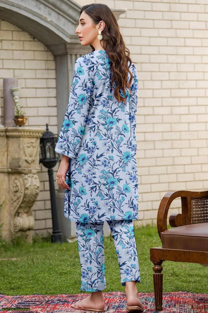 2 Pcs Women's Unstitched Dhanak printed Suit