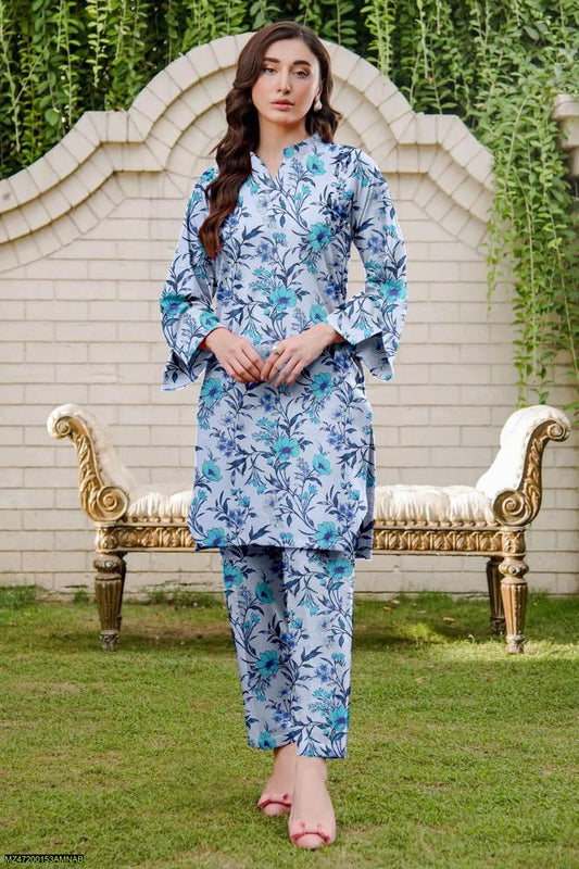 2 Pcs Women's Unstitched Dhanak printed Suit