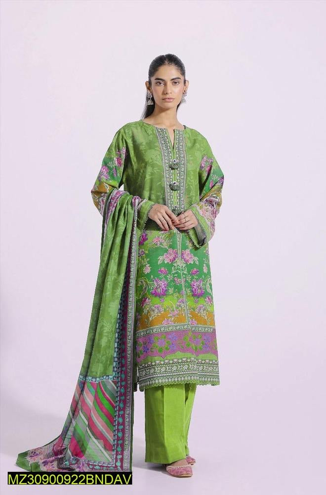 3 Pcs Women's unstitched Lawn Printed Suit