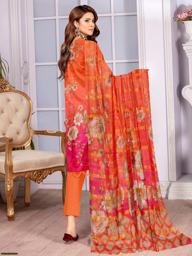 3 Pcs Women's Unstitched Lawn printed Suit Maria B Brand