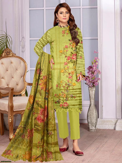 3 Pcs Women's Unstitched Lawn Printed Suit Maria B brand