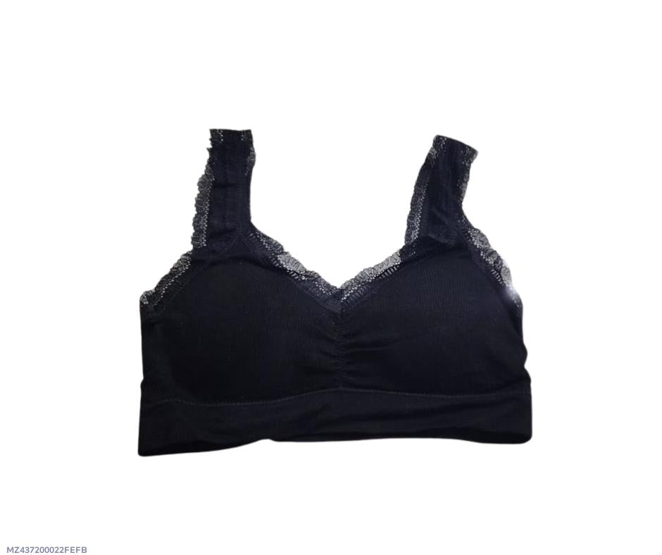 Elegant Cotton Lace Work Padded Bra - 1 Pcs Comfortable & Lightweight