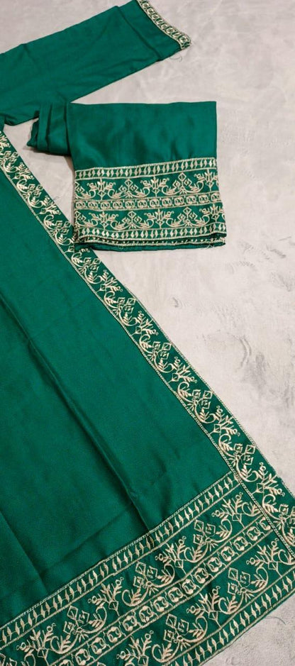 Charming Women's Stitched Embroidered Green Shirt And Trouser - 2 Pcs Set