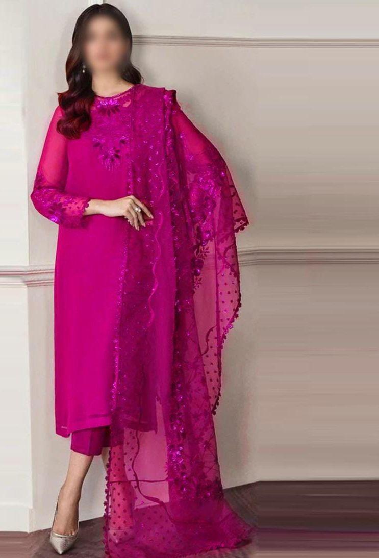 3 Pcs Women's Unstitched Embroidered Suit