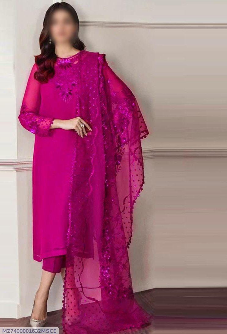 3 Pcs Women's Unstitched Embroidered Suit