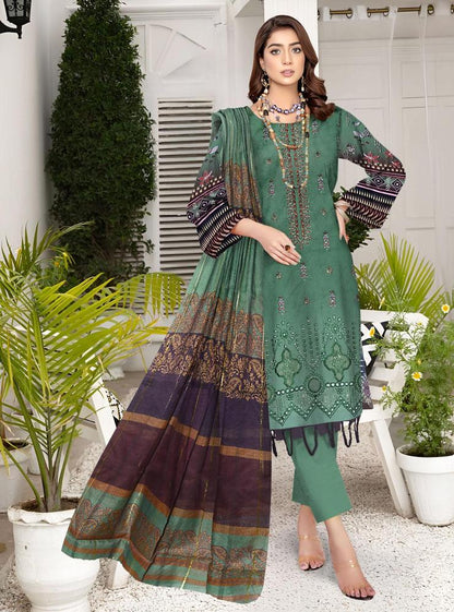 Women unstitched Lawn 3pcs suit