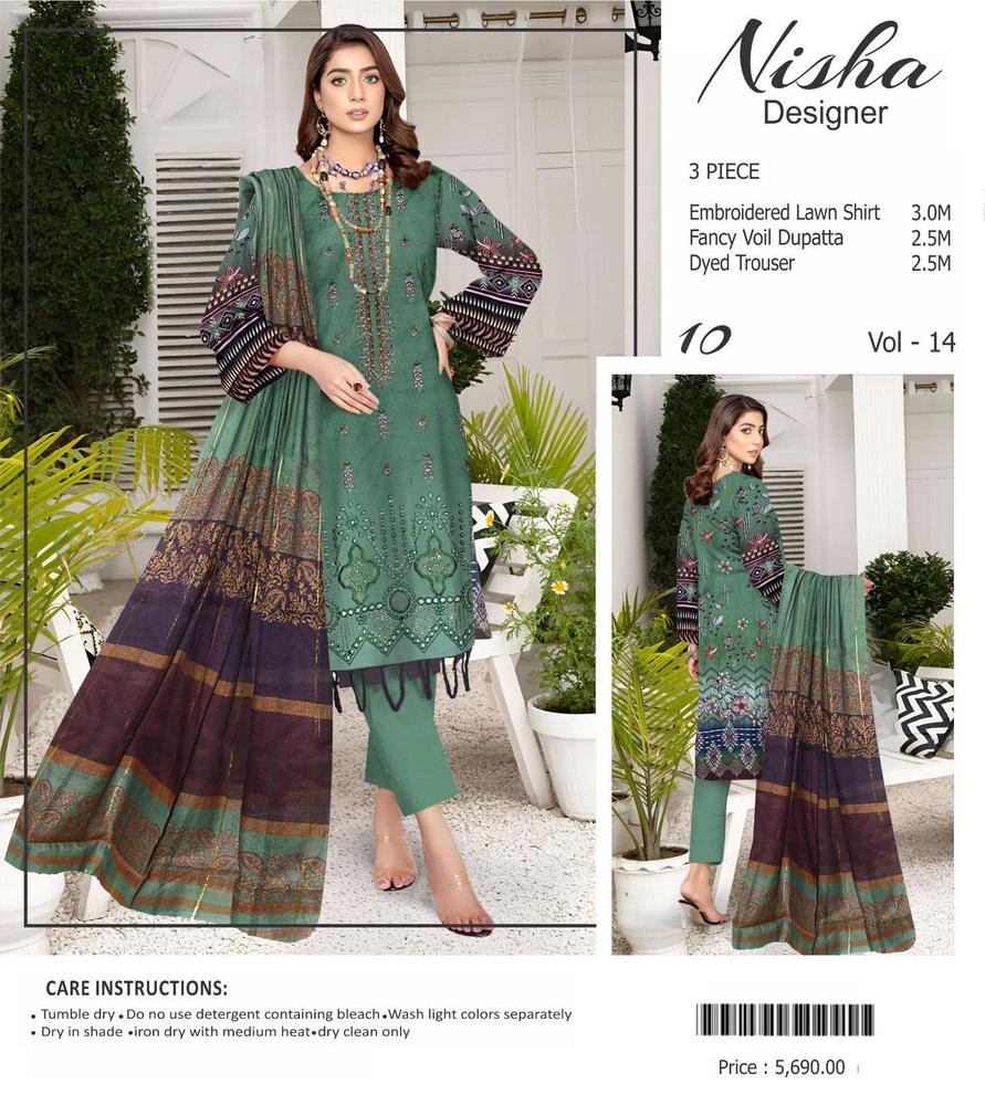 Women unstitched Lawn 3pcs suit