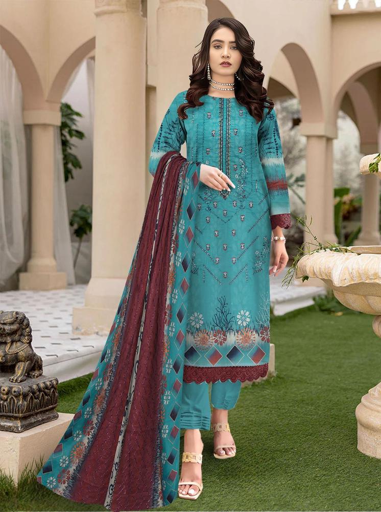 3pcs unstiched women Embroidered suit